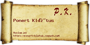 Ponert Klétus névjegykártya